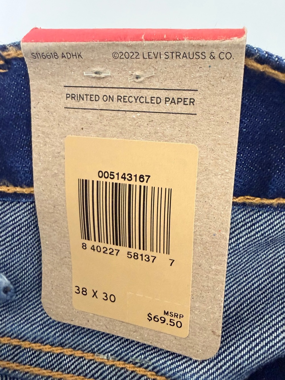 Levi’s 514 Men’s Straight Fit Jeans W38 L30 Dark Wash NWT - Picture 6 of 15